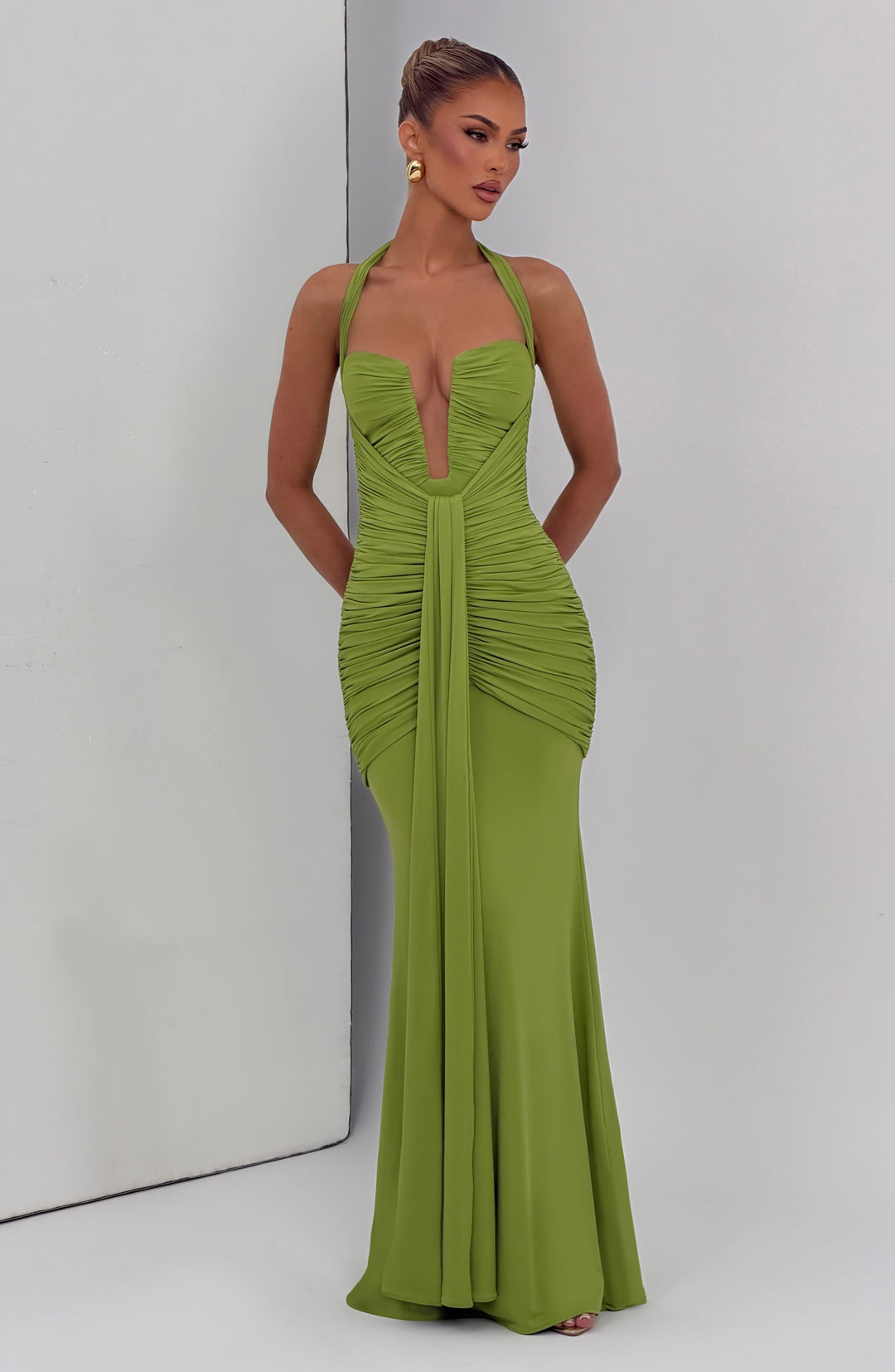 Priyaette Maxi Dress in Olive by Clandour, product photo 5