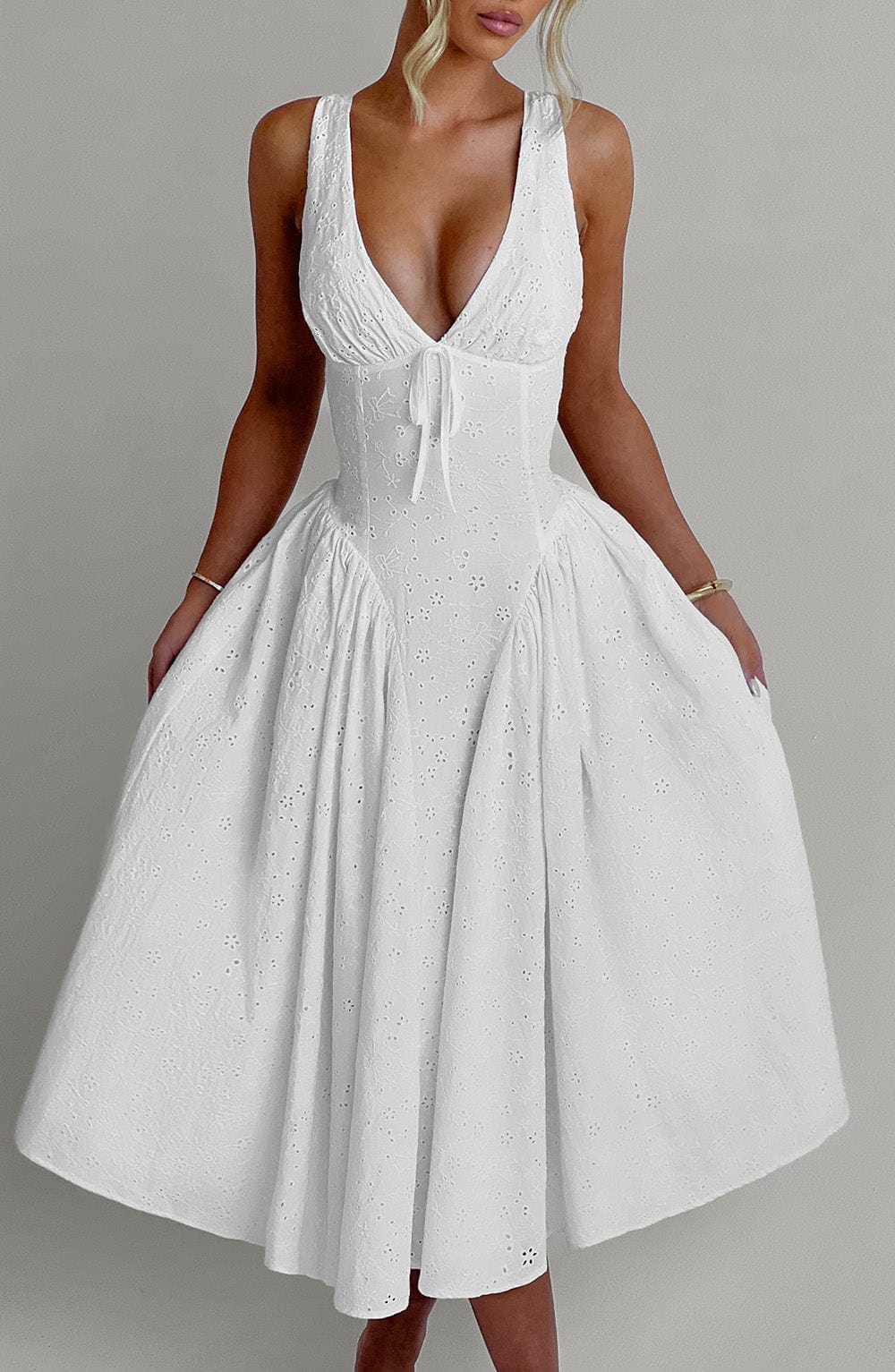 Priyaina Midi Dress in Ivory by Clandour, product photo 1
