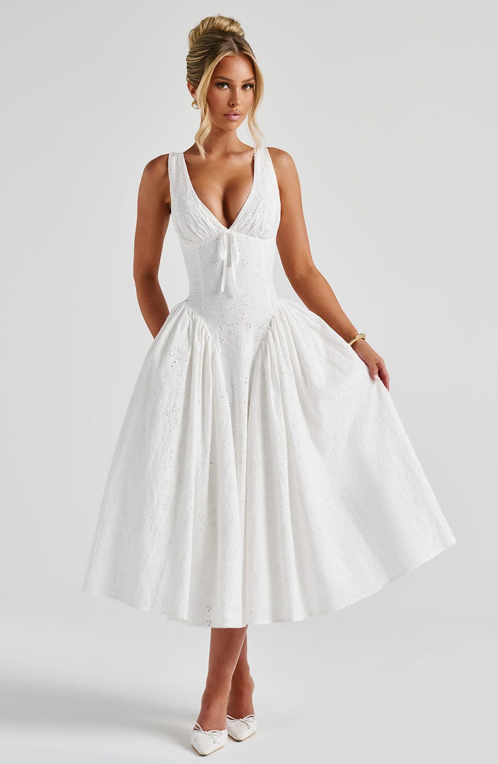 Priyaina Midi Dress in Ivory by Clandour, product photo 2
