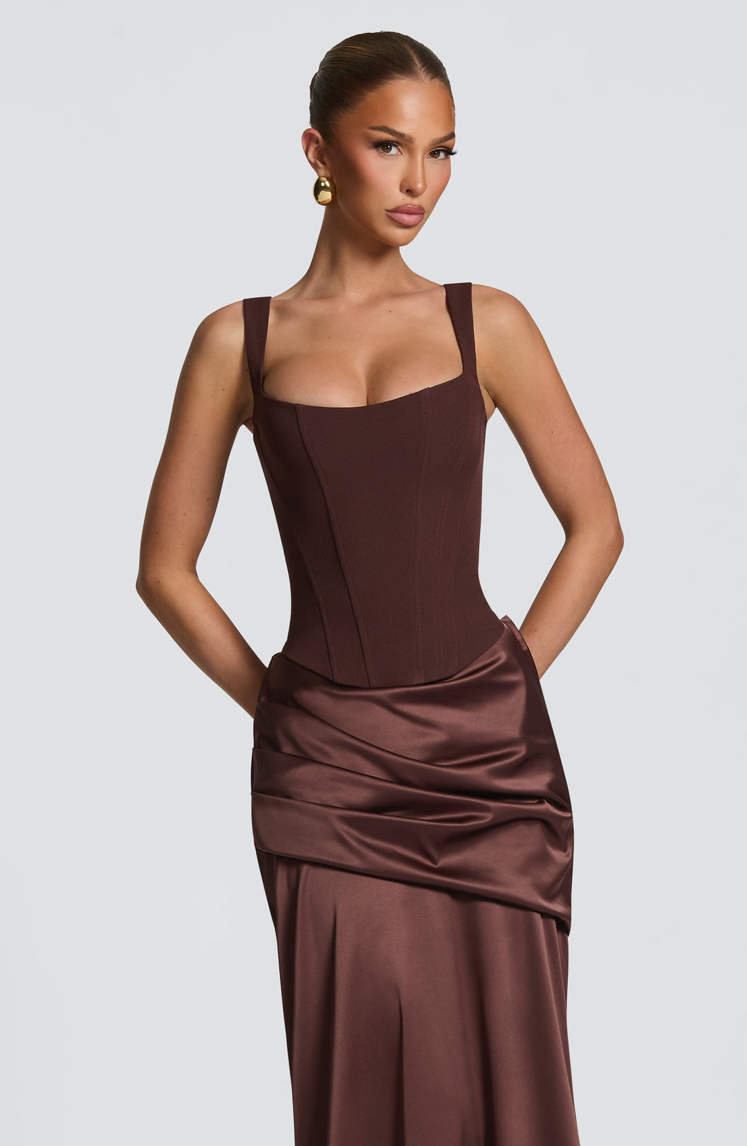 Priyairis Corset in Plum Brown by Clandour, product photo 1
