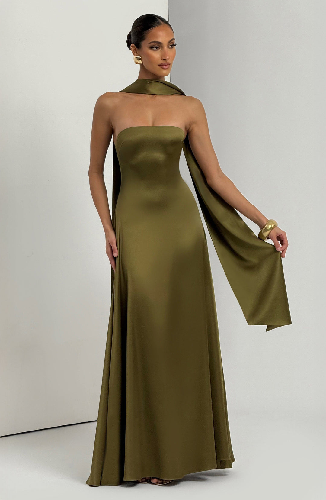 Priyanna Maxi Dress in Deep Olive by Clandour, product photo 7