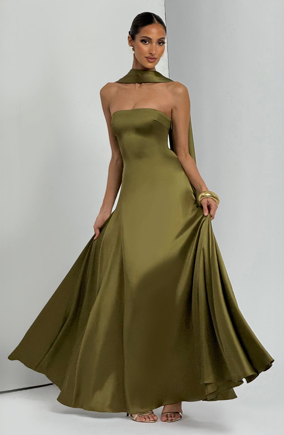Priyanna Maxi Dress in Deep Olive by Clandour, product photo 8