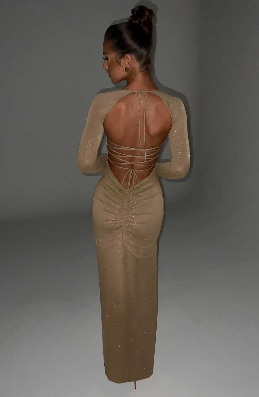 Priyaola Maxi Dress in Gold Sparkle by Clandour, product photo 3