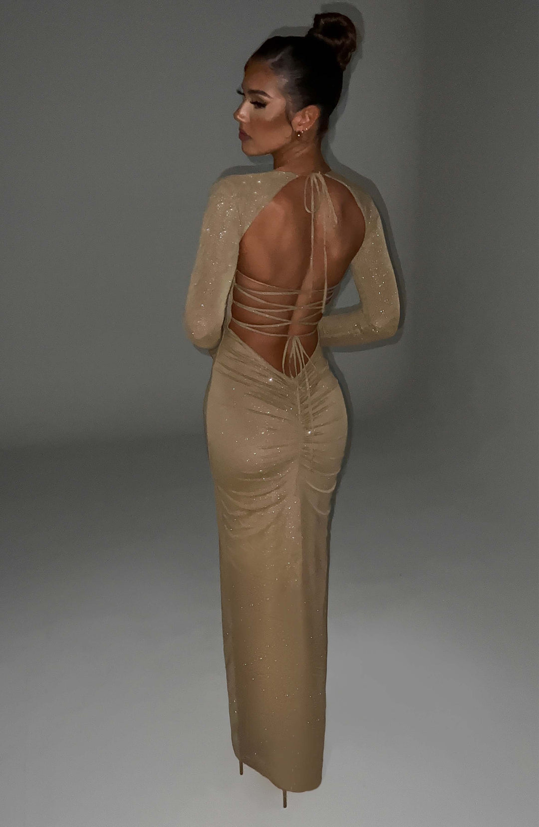 Priyaola Maxi Dress in Gold Sparkle by Clandour, product photo 4