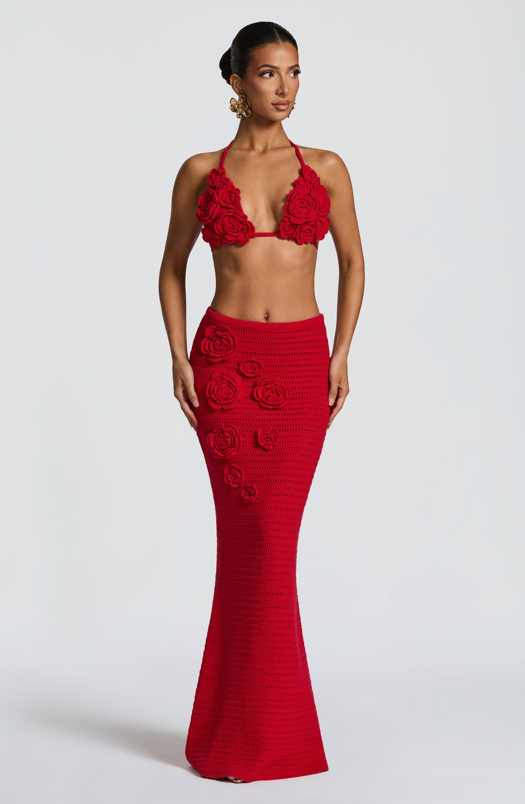Priyara Maxi Skirt in Red by Clandour, product photo 1