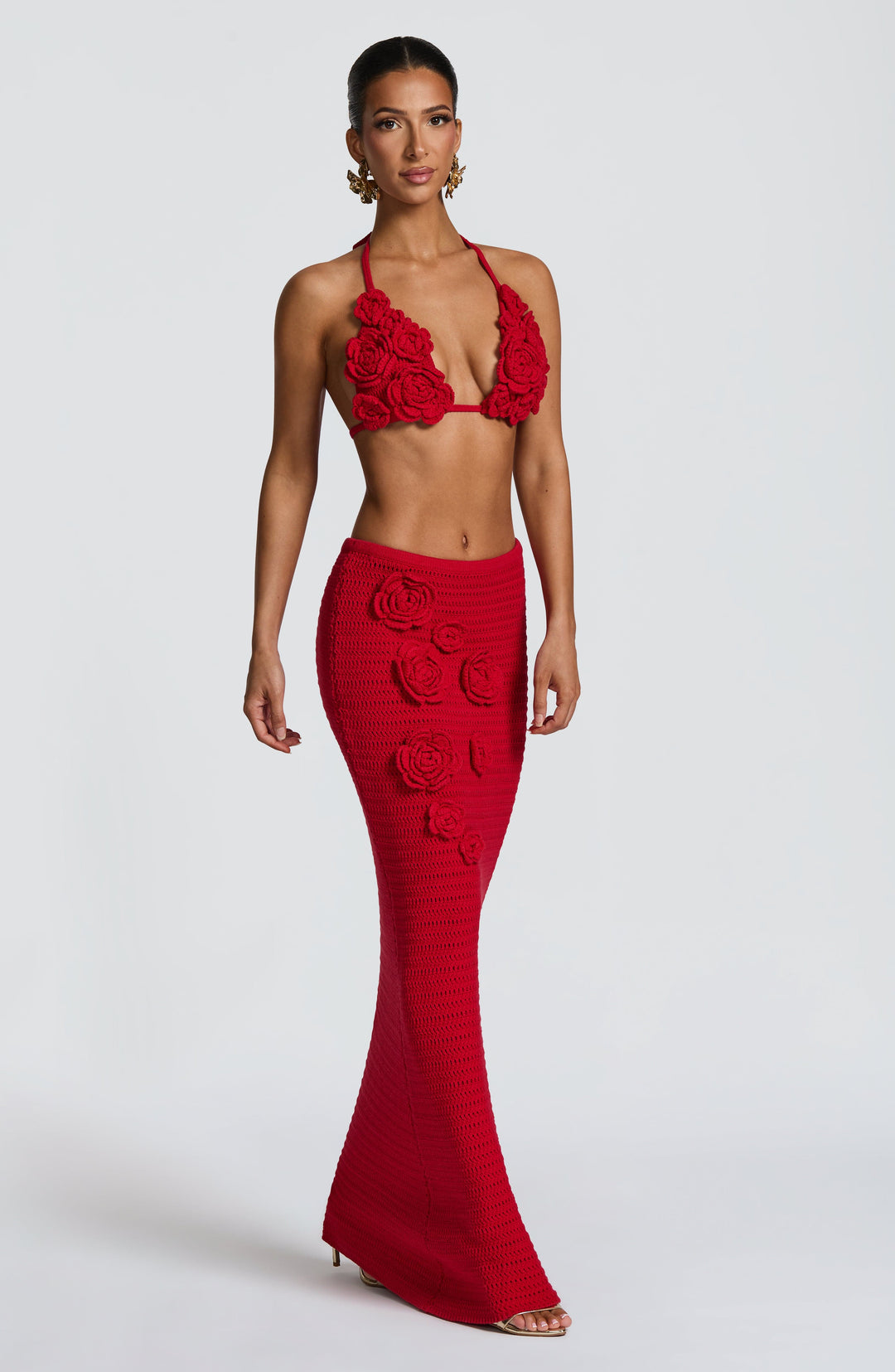 Priyara Maxi Skirt in Red by Clandour, product photo 4