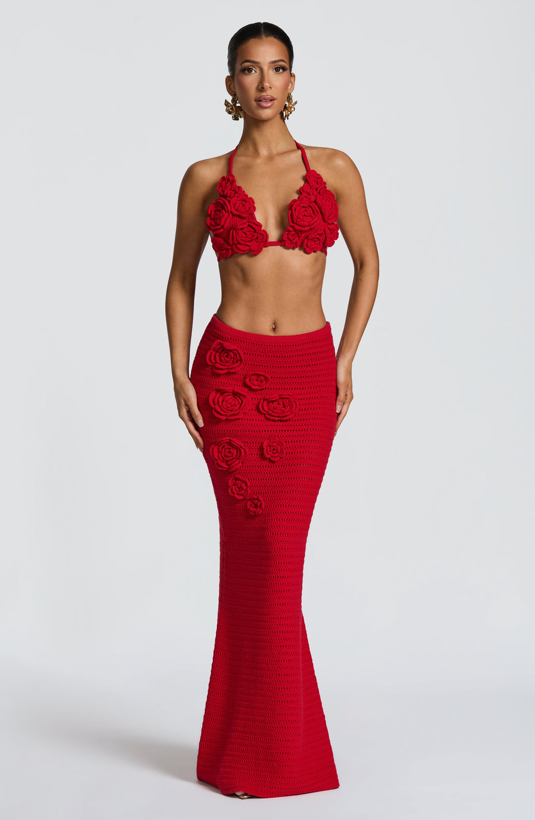 Priyara Maxi Skirt in Red by Clandour, product photo 7