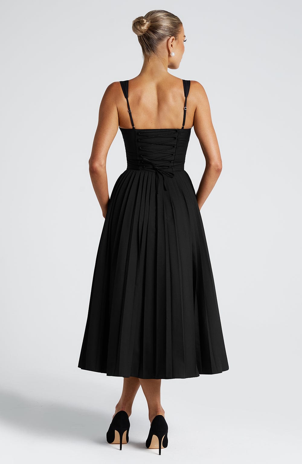 Priyari Midi Dress in Black/White by Clandour, product photo 3