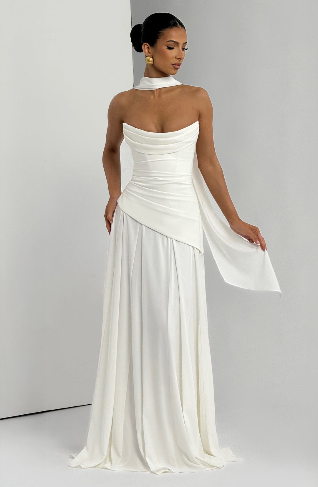 Rheaelia Maxi Dress in Ivory by Clandour, product photo 1