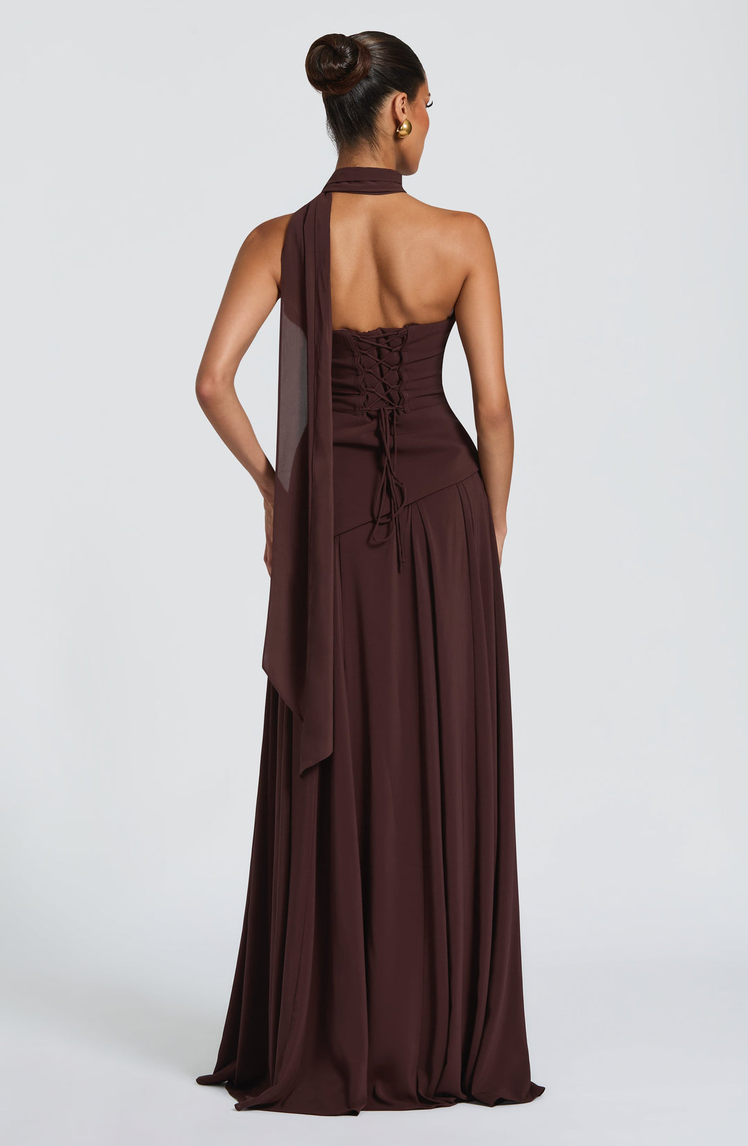 Rheaelia Maxi Dress in Plum Brown by Clandour, product photo 3