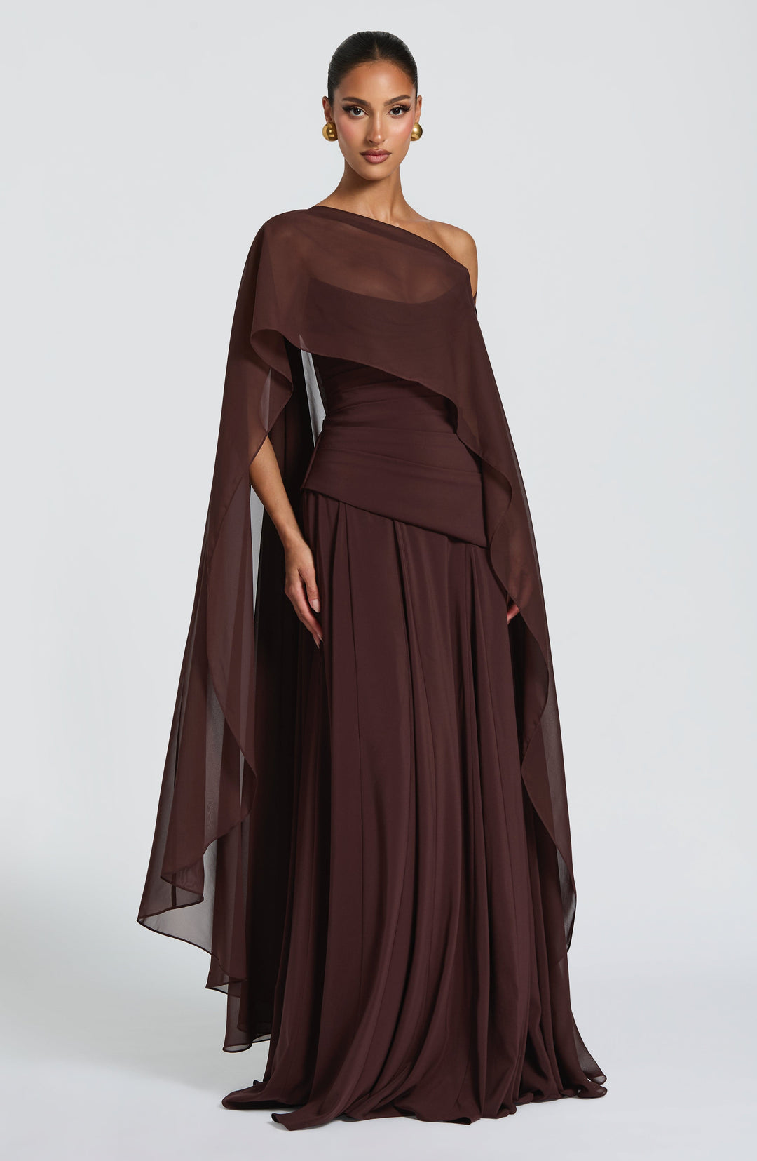 Rheaelia Maxi Dress in Plum Brown by Clandour, product photo 5