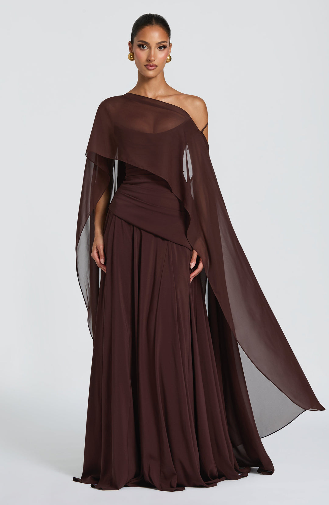 Rheaelia Maxi Dress in Plum Brown by Clandour, product photo 7