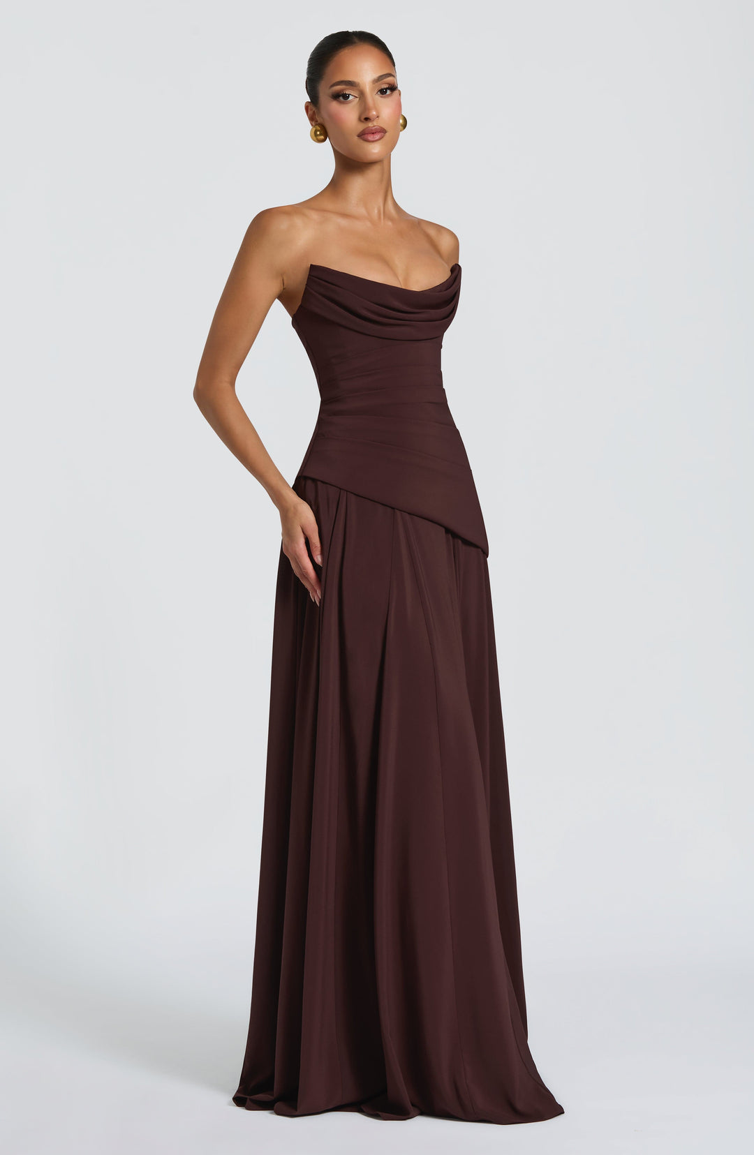 Rheaelia Maxi Dress in Plum Brown by Clandour, product photo 9