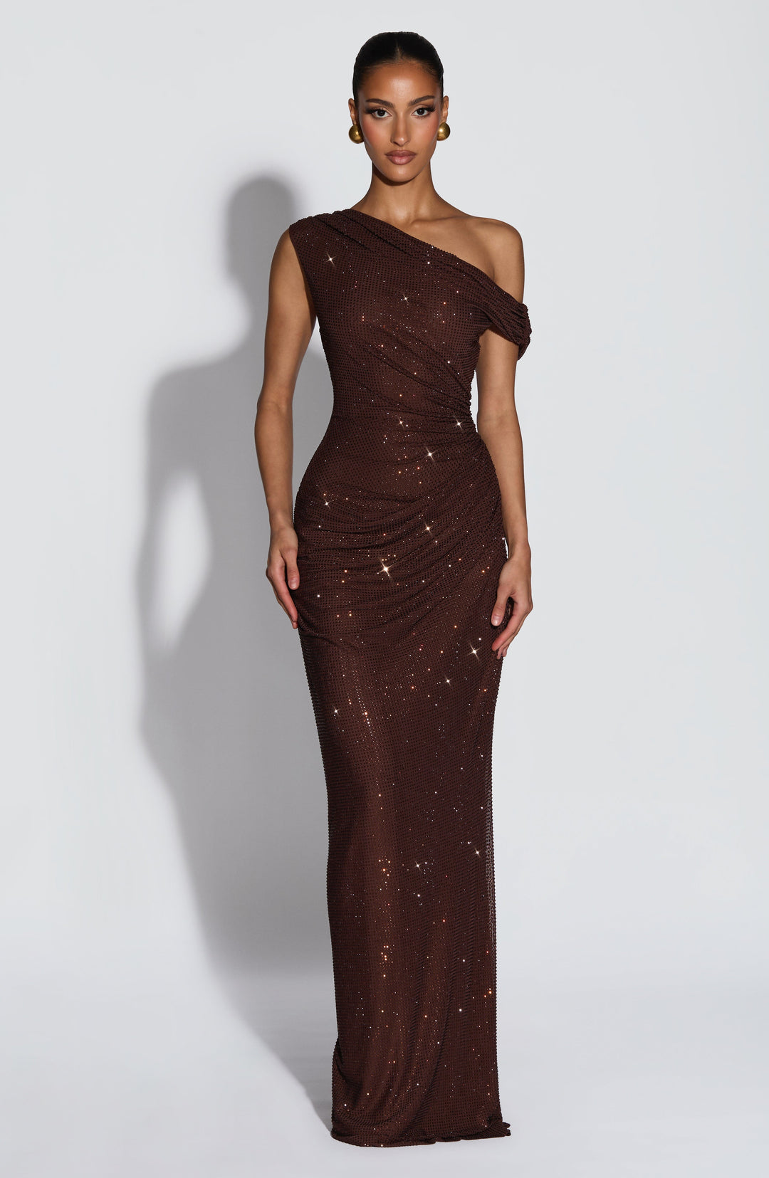 Rheaena Maxi Dress in Plum Brown by Clandour, product photo 1