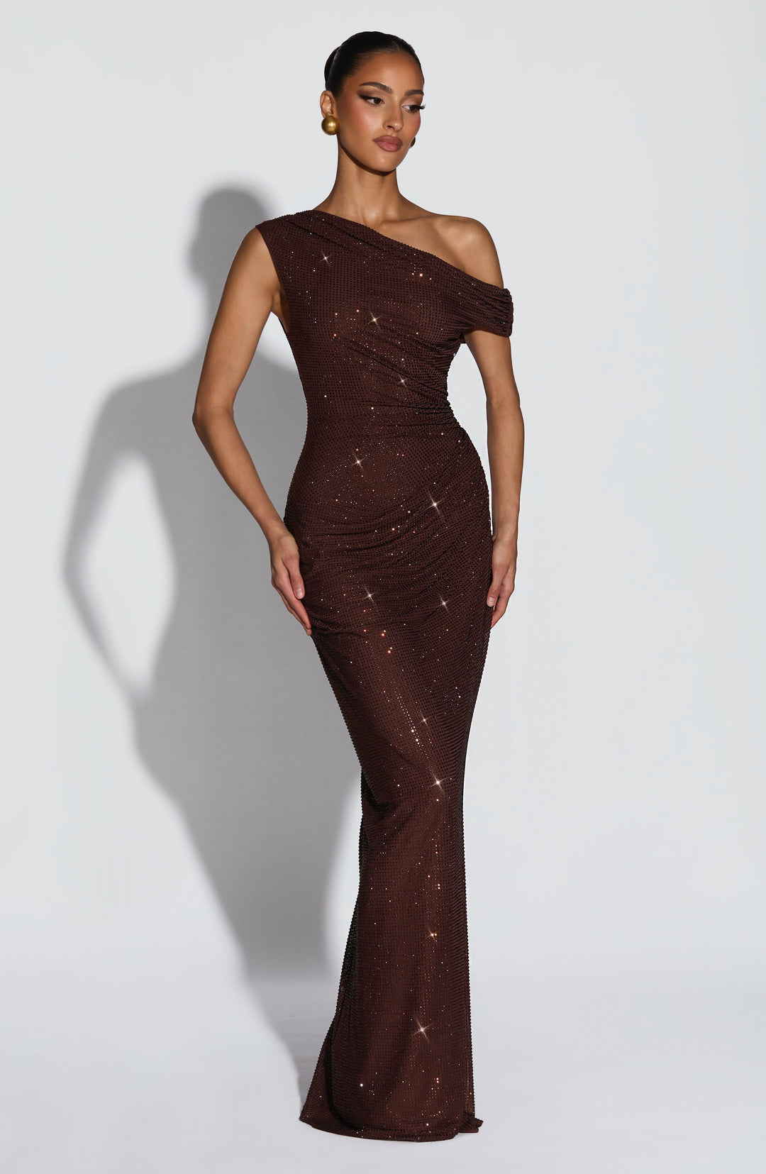 Rheaena Maxi Dress in Plum Brown by Clandour, product photo 2