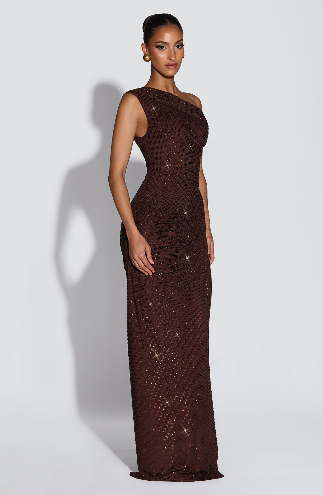 Rheaena Maxi Dress in Plum Brown by Clandour, product photo 5