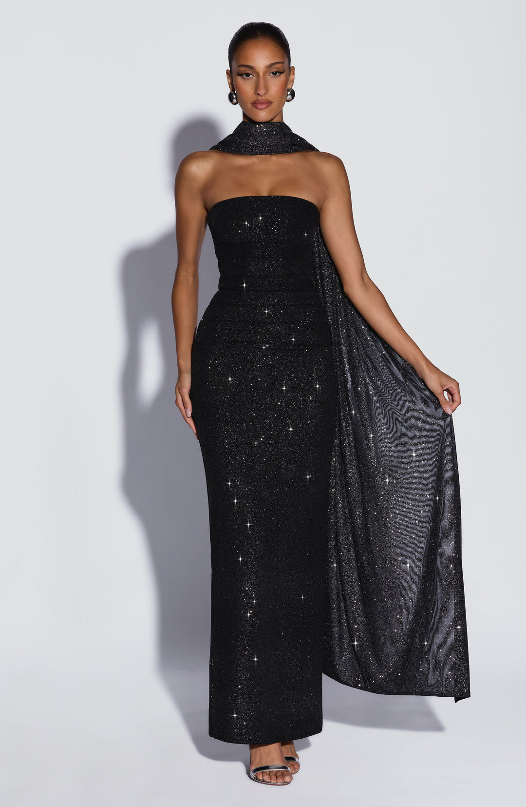 Rheaessa Maxi Dress in Black Sparkle by Clandour, product photo 3