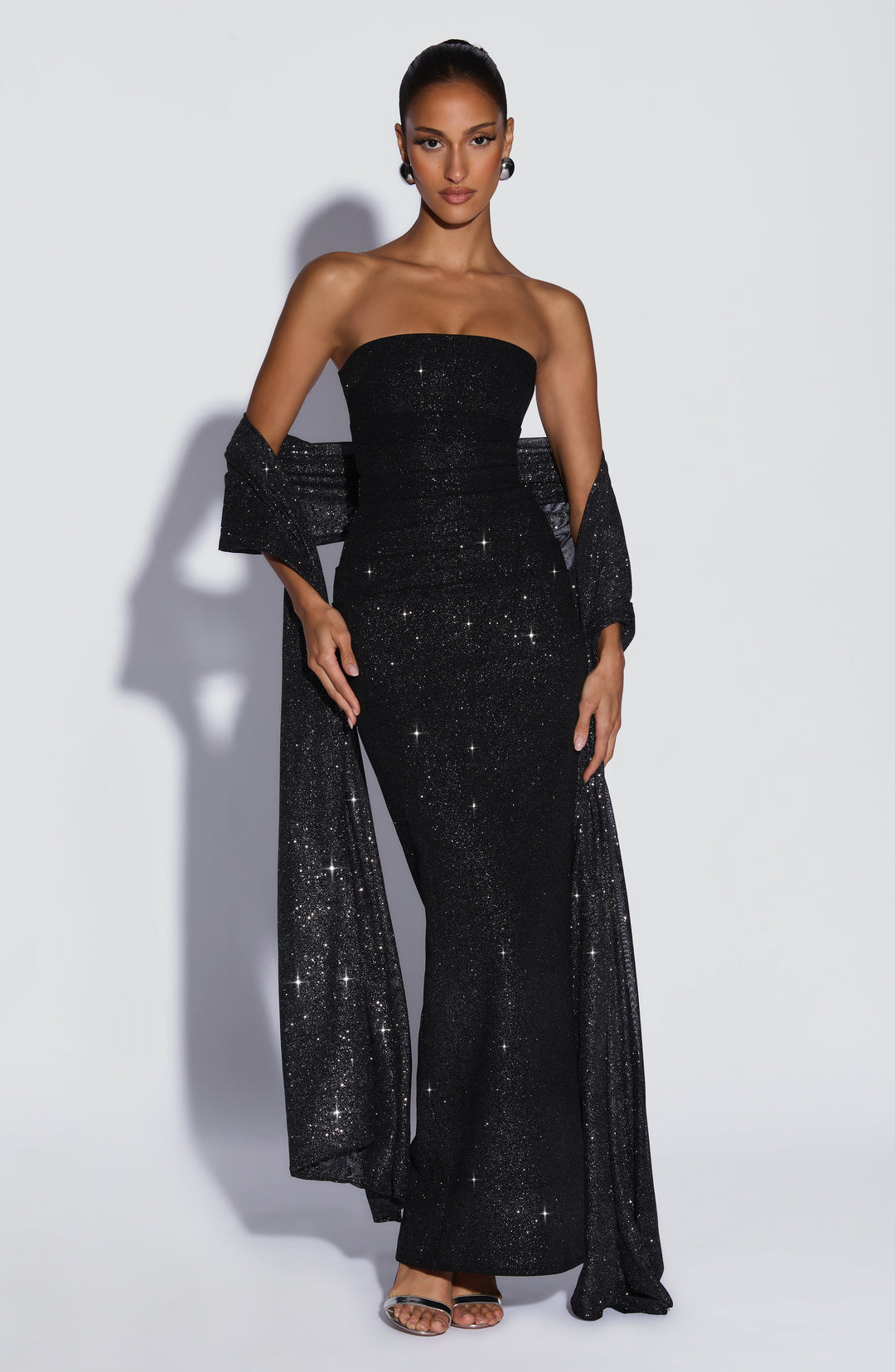 Rheaessa Maxi Dress in Black Sparkle by Clandour, product photo 4