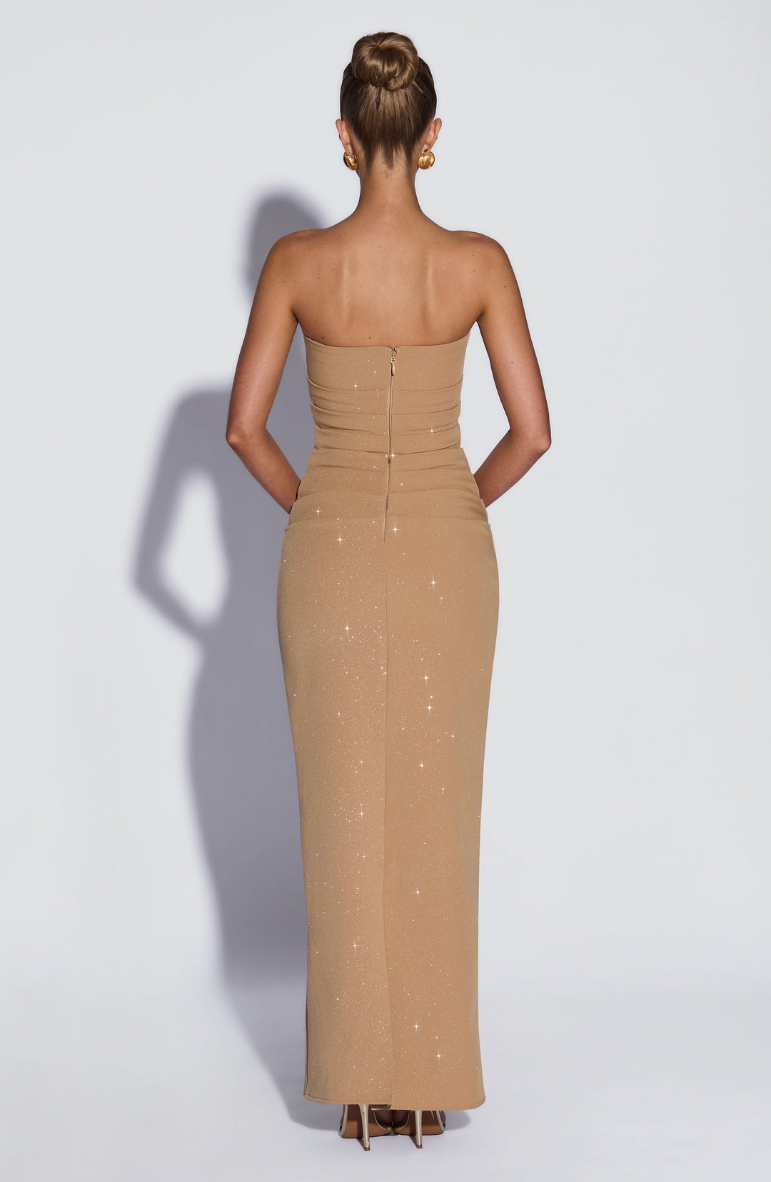 Rheaessa Maxi Dress in Gold Sparkle by Clandour, product photo 4