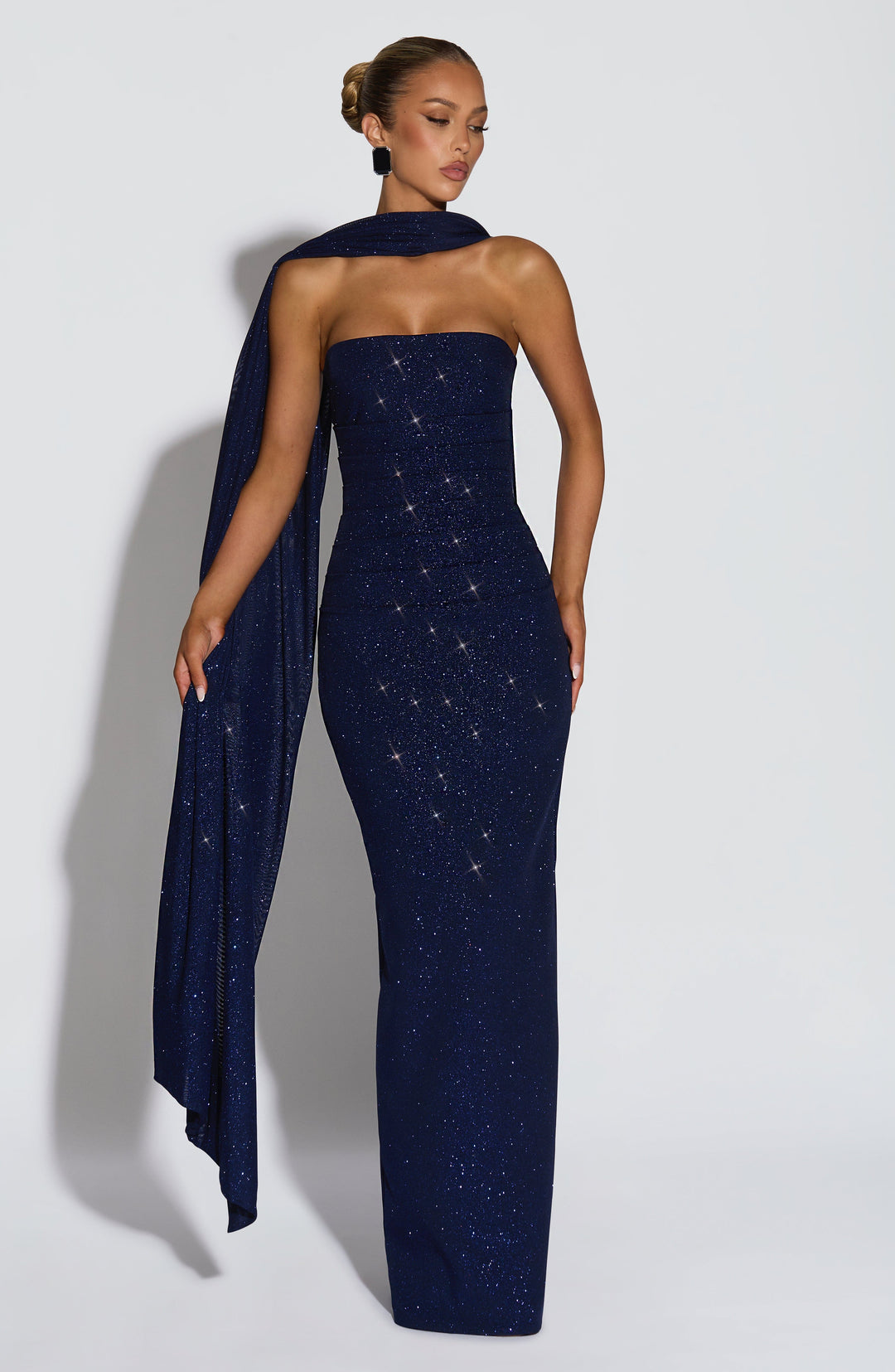 Rheaessa Maxi Dress in Navy Sparkle by Clandour, product photo 1