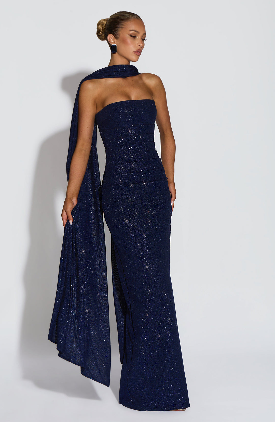 Rheaessa Maxi Dress in Navy Sparkle by Clandour, product photo 3