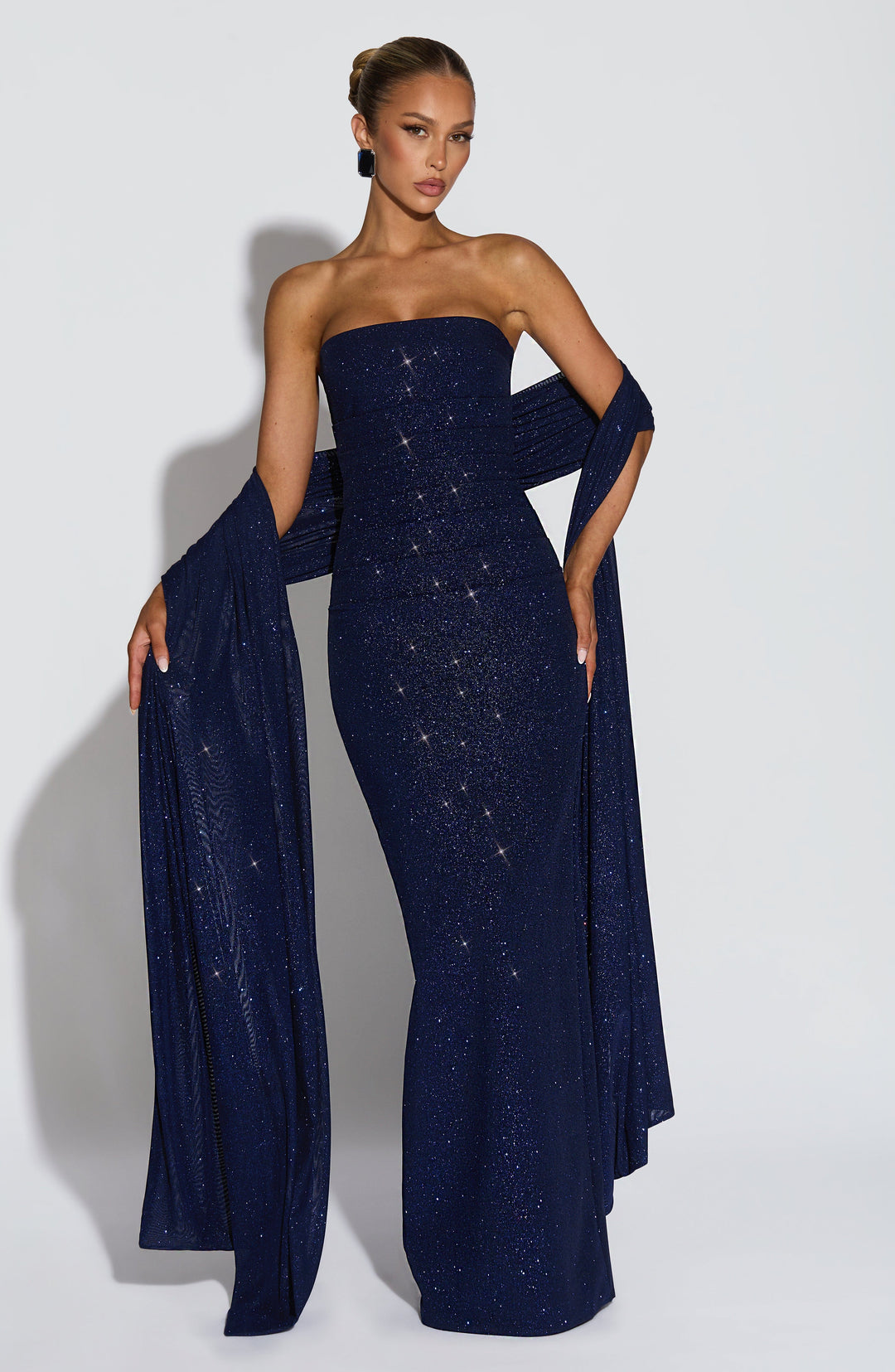 Rheaessa Maxi Dress in Navy Sparkle by Clandour, product photo 6