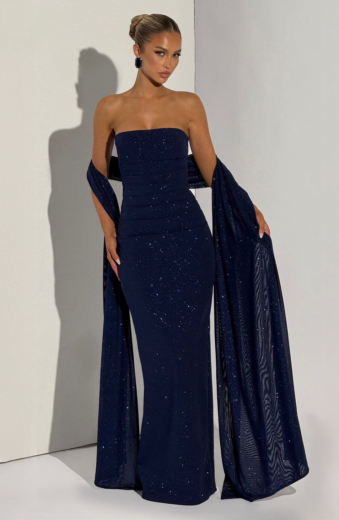 Rheaessa Maxi Dress in Navy Sparkle by Clandour, product photo 10