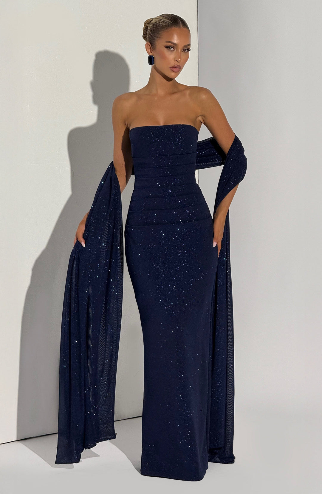 Rheaessa Maxi Dress in Navy Sparkle by Clandour, product photo 11