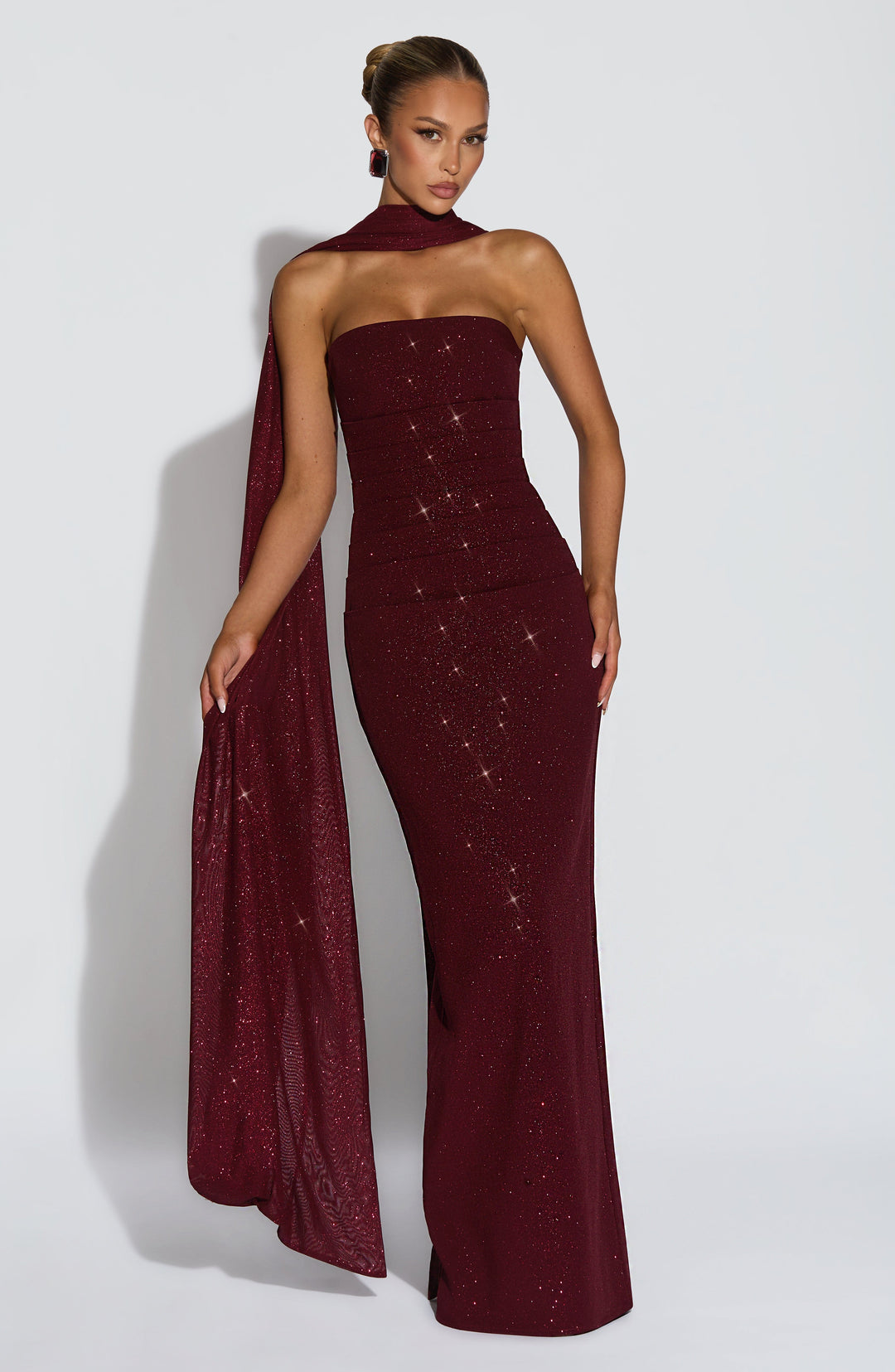 Rheaessa Maxi Dress in Wine Sparkle by Clandour, product photo 1