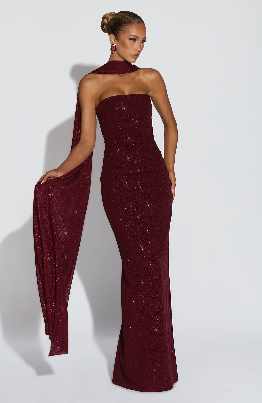 Rheaessa Maxi Dress in Wine Sparkle by Clandour, product photo 4