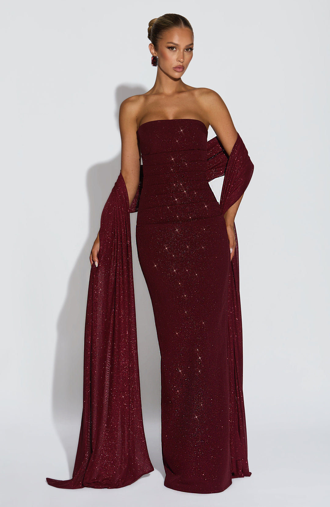 Rheaessa Maxi Dress in Wine Sparkle by Clandour, product photo 5