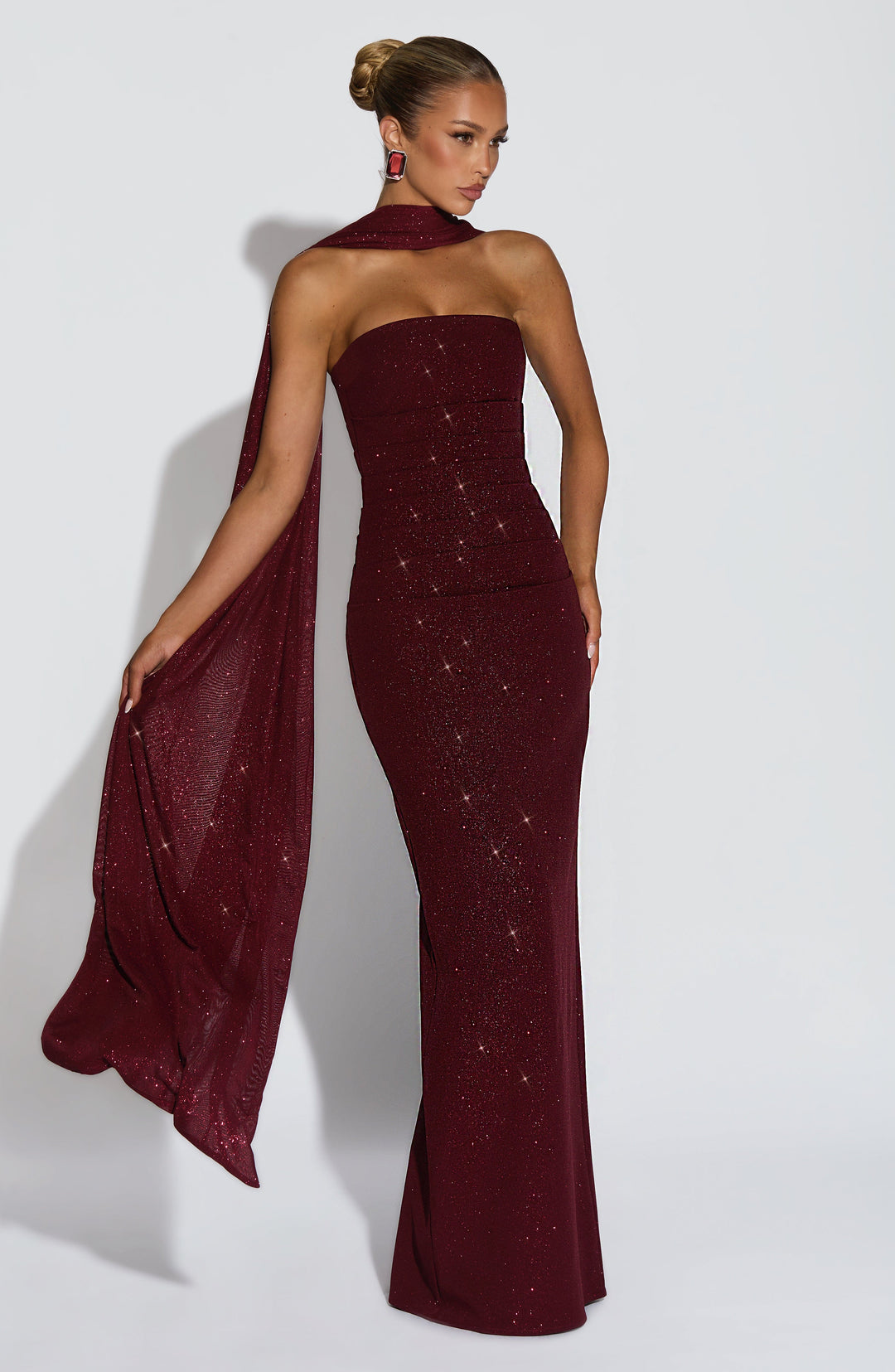 Rheaessa Maxi Dress in Wine Sparkle by Clandour, product photo 8