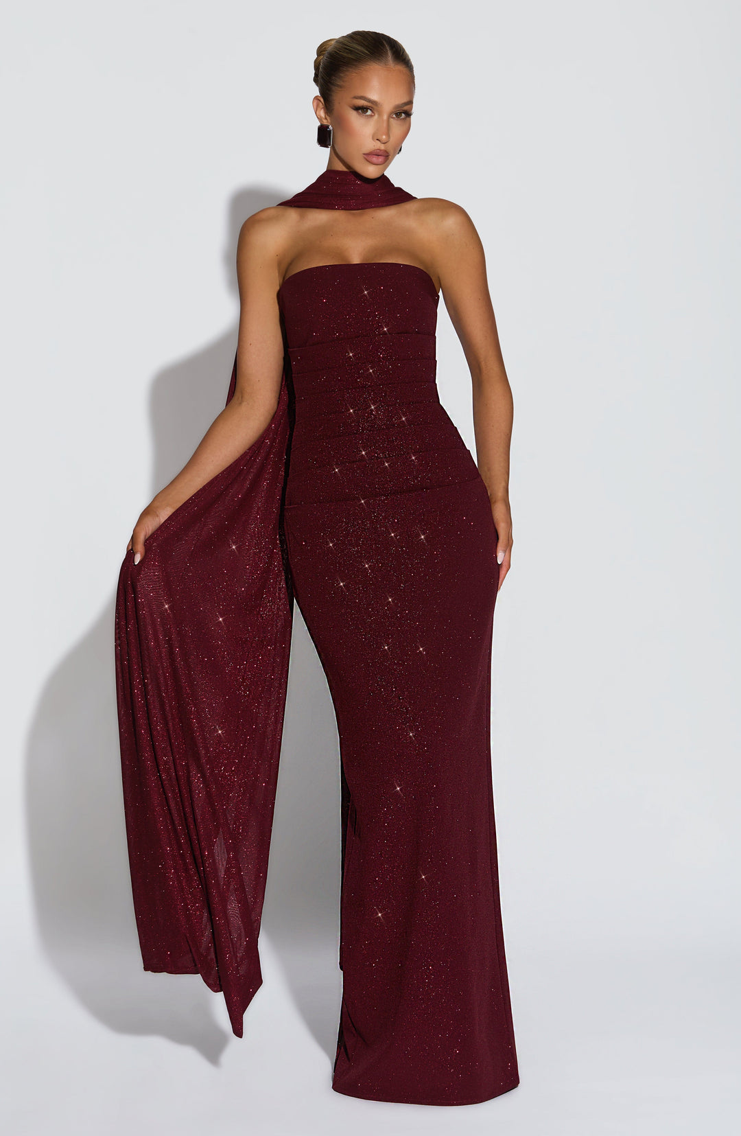 Rheaessa Maxi Dress in Wine Sparkle by Clandour, product photo 10