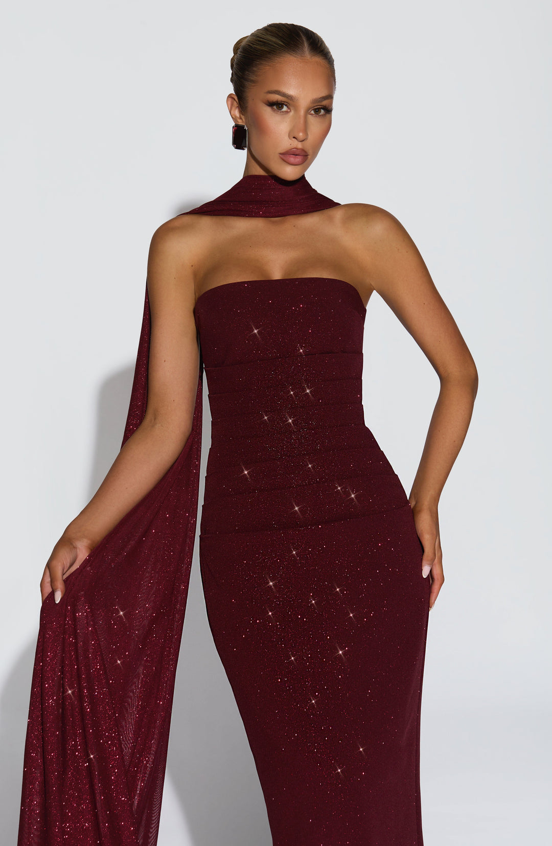 Rheaessa Maxi Dress in Wine Sparkle by Clandour, product photo 11