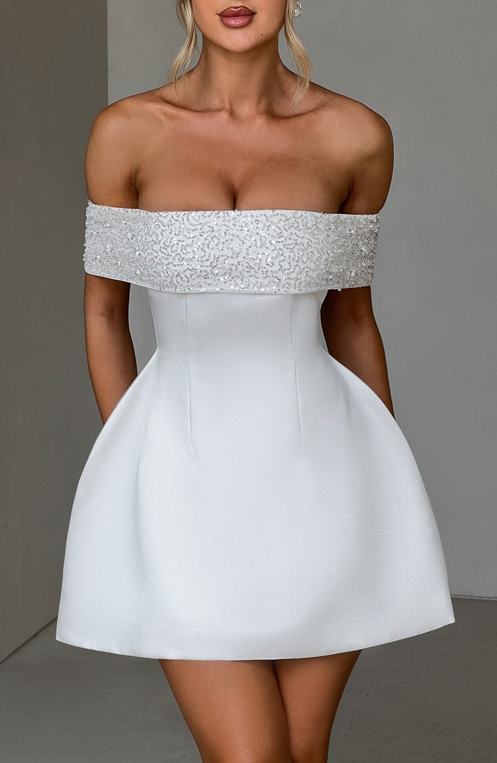 Rheaine Mini Dress in Ivory by Clandour, product photo 1