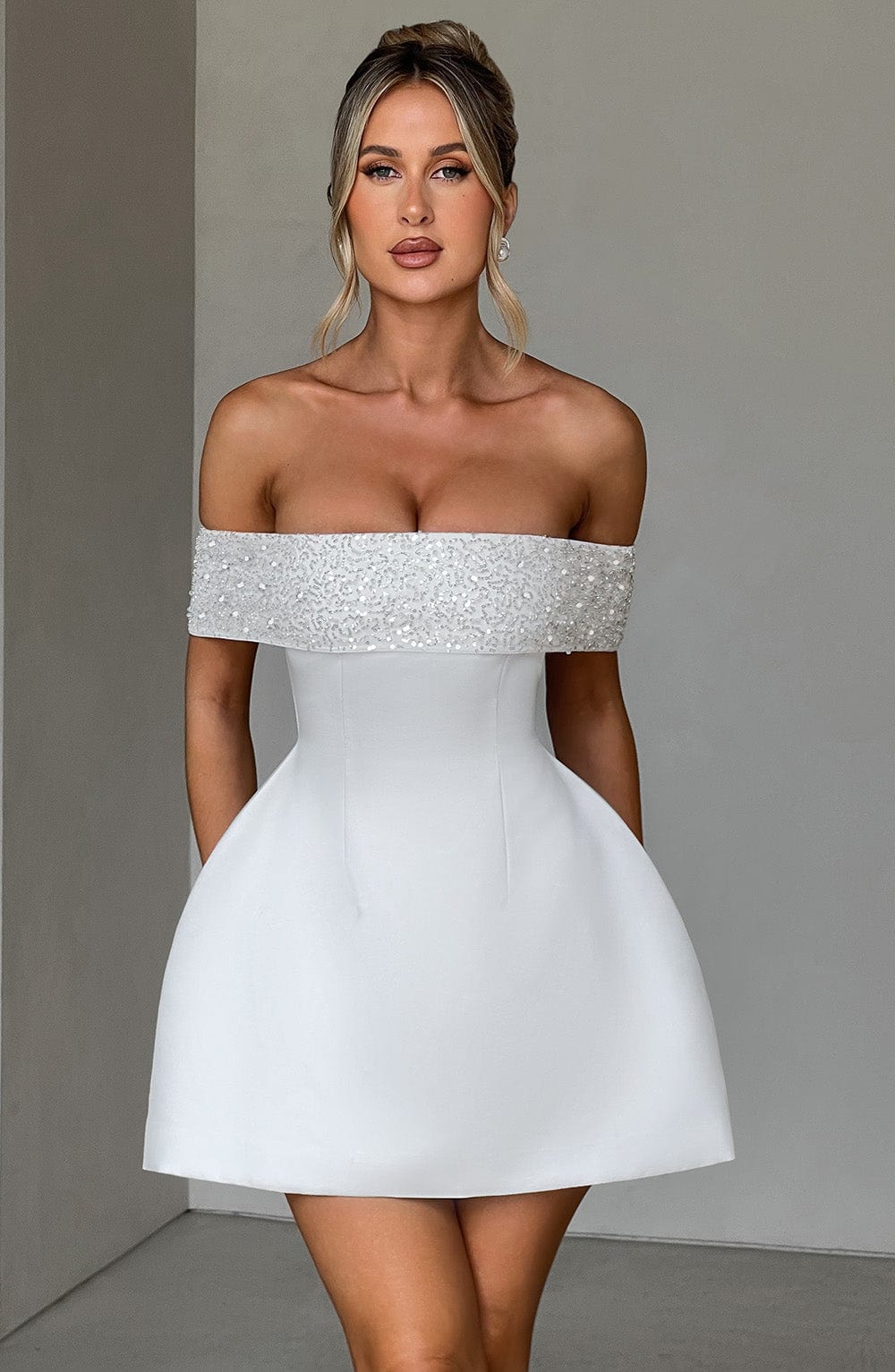 Rheaine Mini Dress in Ivory by Clandour, product photo 2