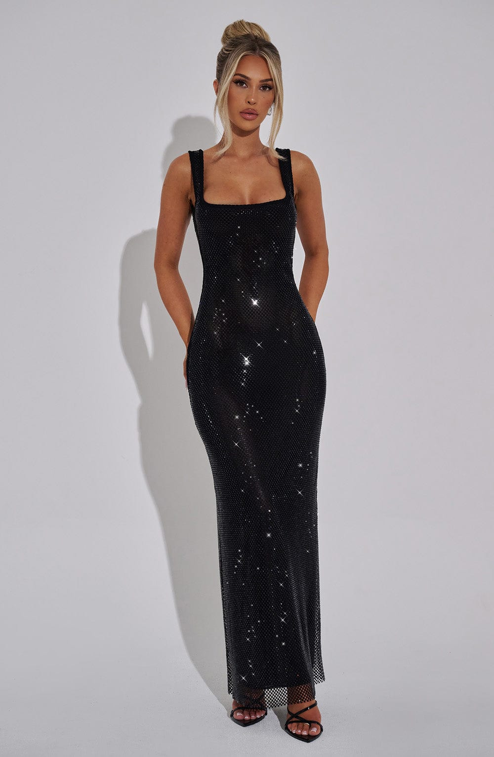 Rheairis Maxi Dress in Black by Clandour, product photo 2
