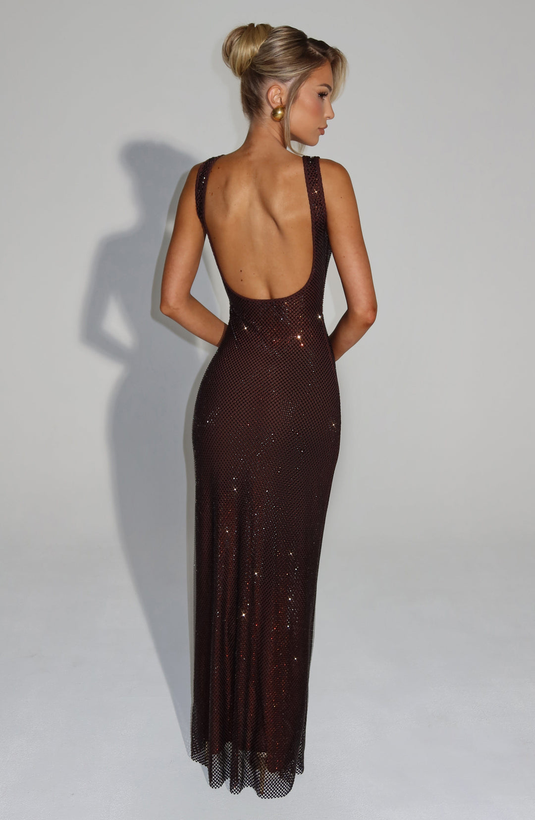 Rheairis Maxi Dress in Plum Brown by Clandour, product photo 2