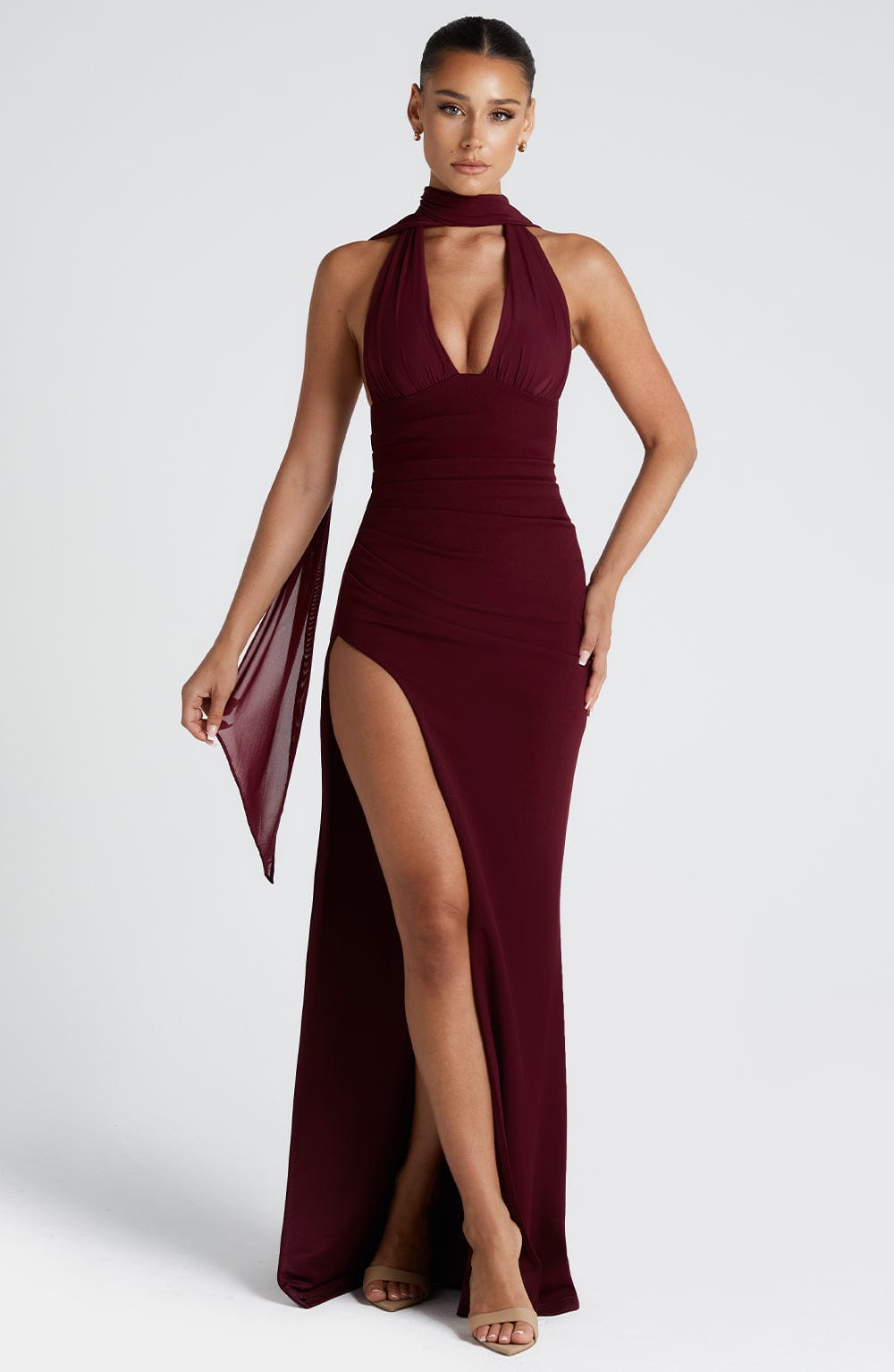 Rhealina Maxi Dress in Cherry Lacquer by Clandour, product photo 1
