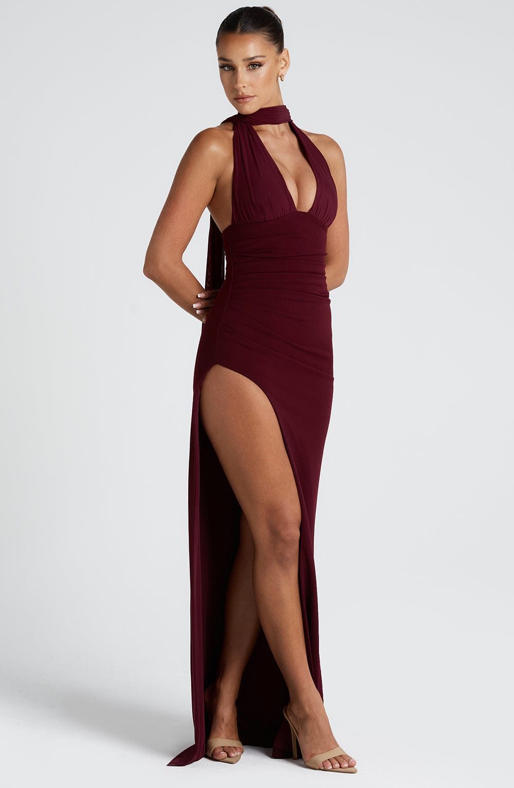 Rhealina Maxi Dress in Cherry Lacquer by Clandour, product photo 2