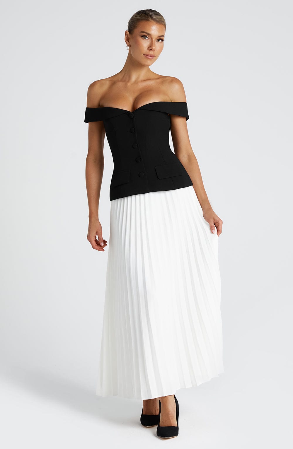 Rhealise Midi Skirt in Ivory by Clandour, product photo 1