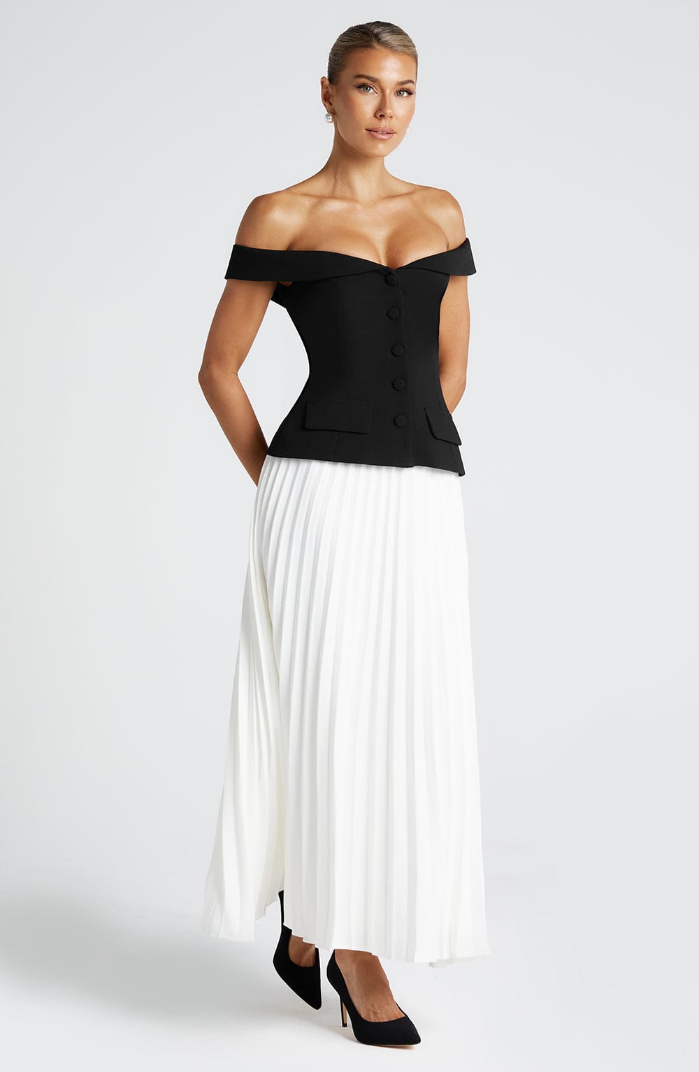 Rhealise Midi Skirt in Ivory by Clandour, product photo 2