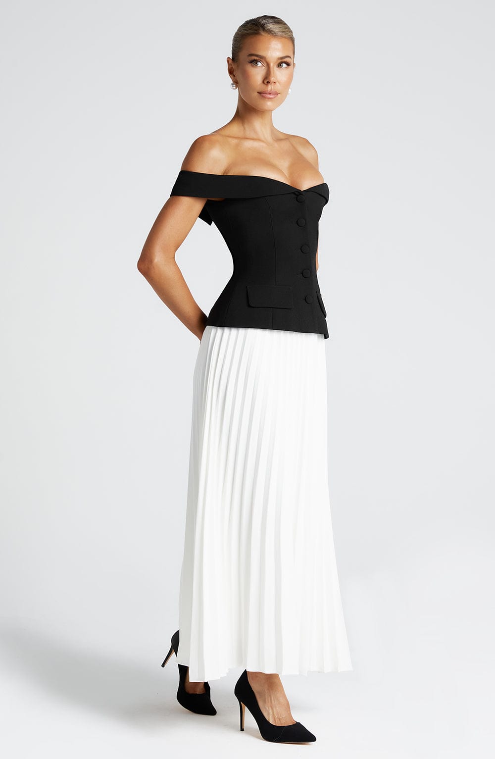 Rhealise Midi Skirt in Ivory by Clandour, product photo 5