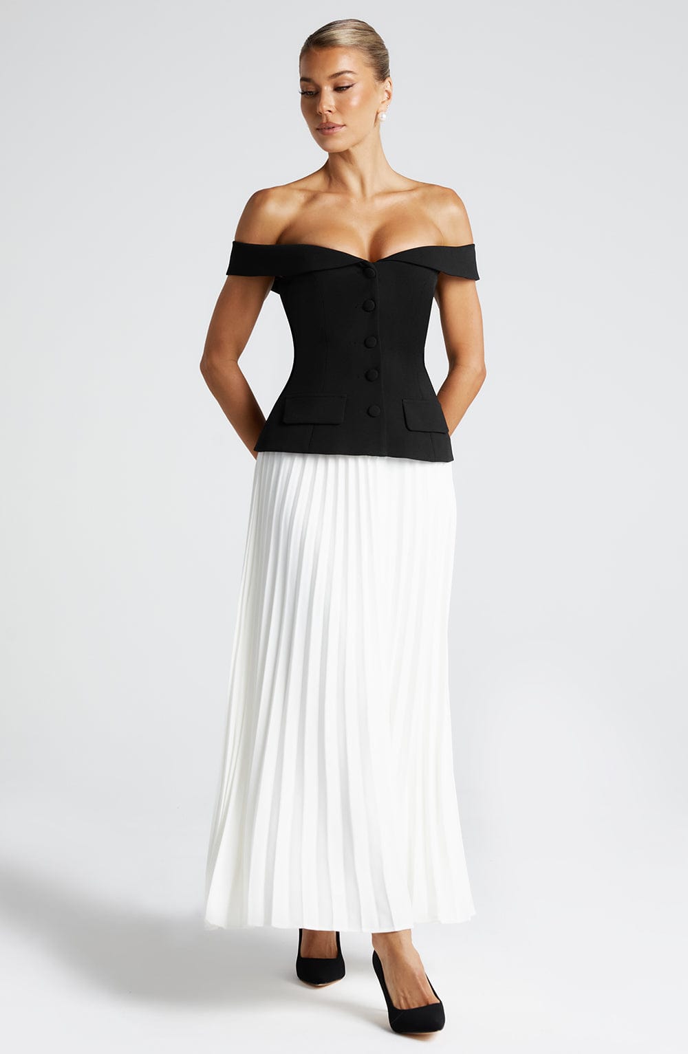 Rhealise Midi Skirt in Ivory by Clandour, product photo 6