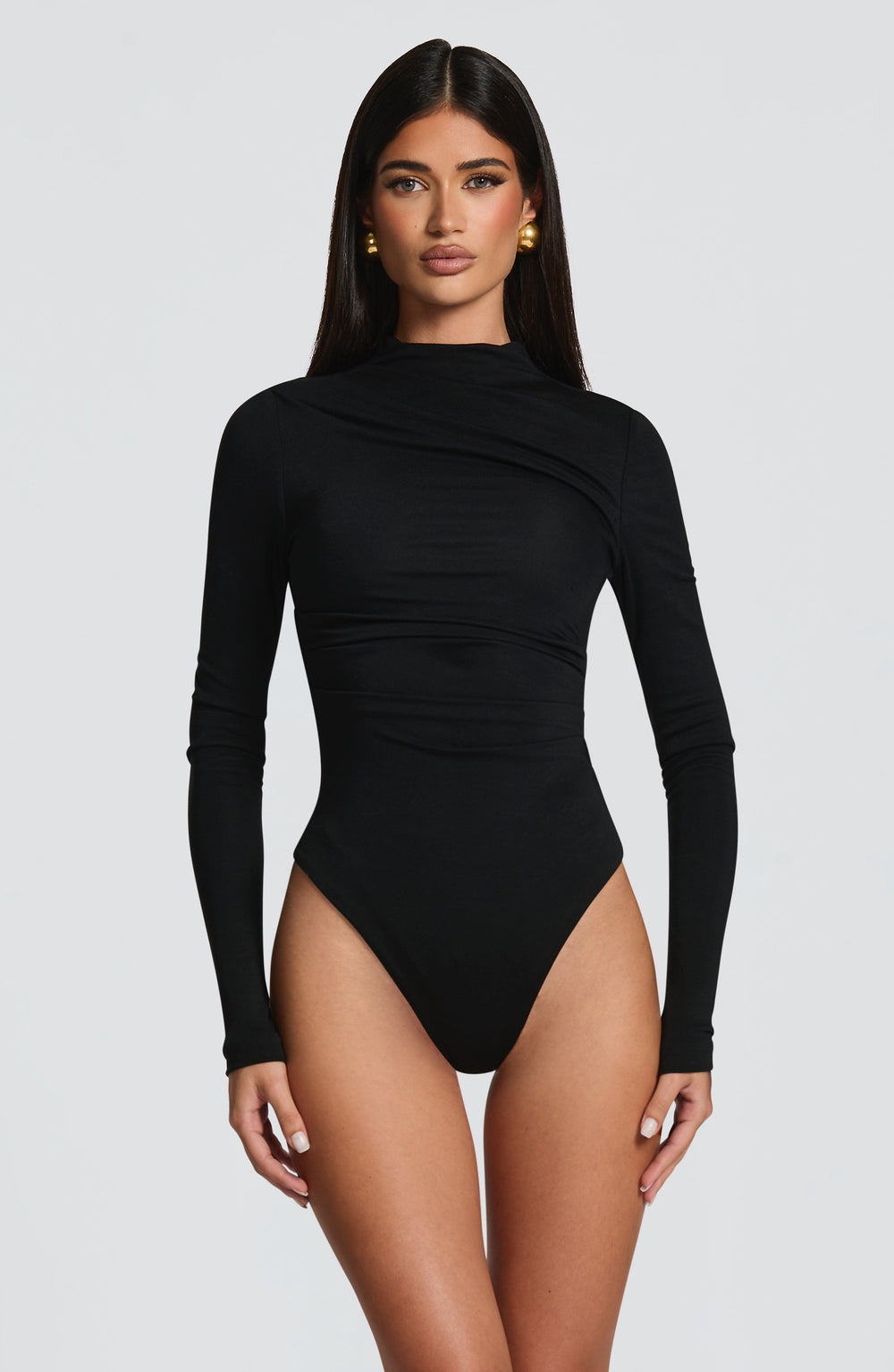 Rheamira Bodysuit in Black by Clandour, product photo 2