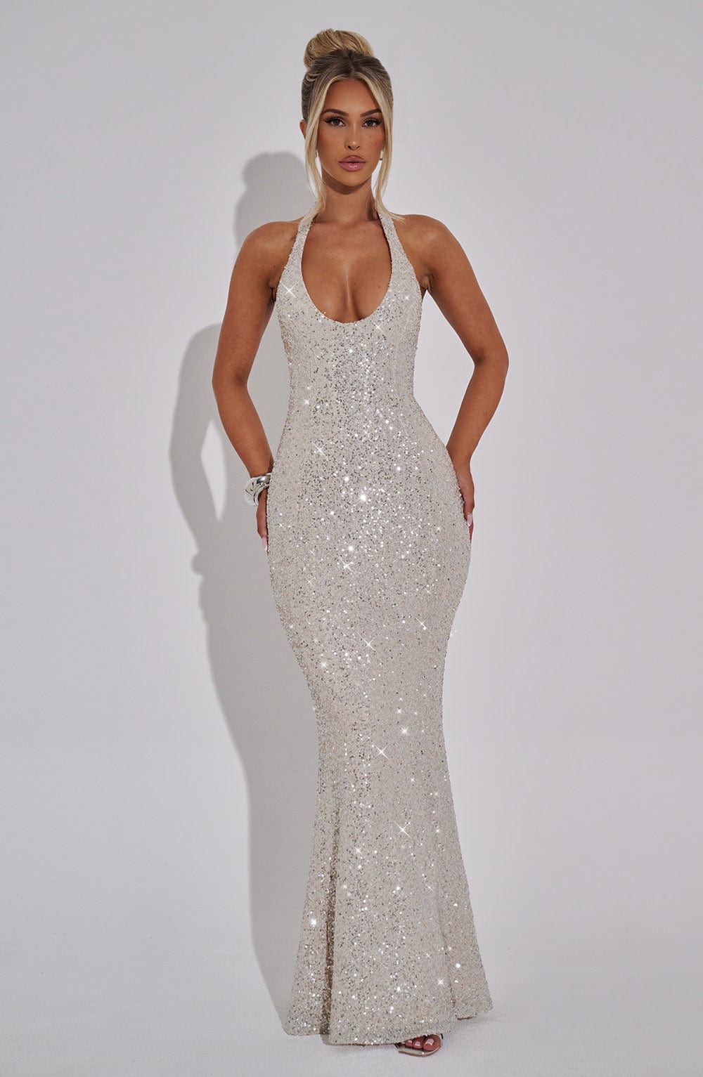 Rheanna Maxi Dress in Champagne by Clandour, product photo 5