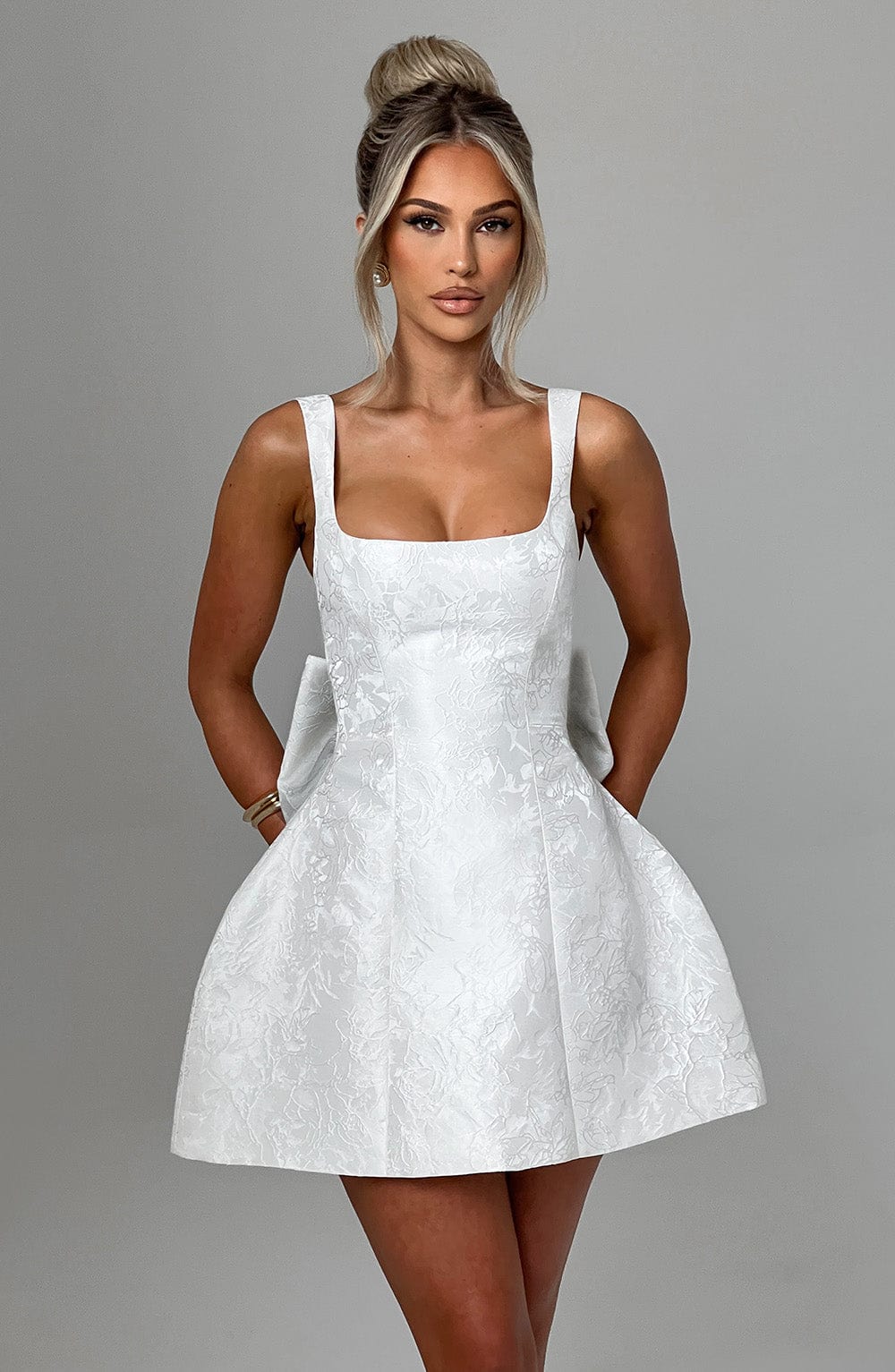 Rheaola Mini Dress in Ivory by Clandour, product photo 1