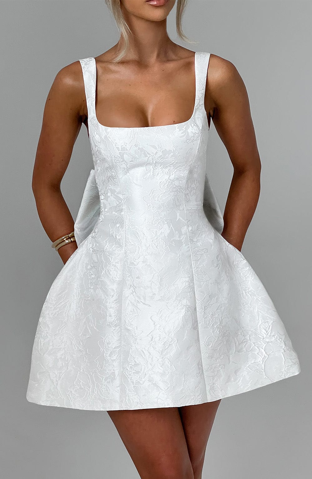 Rheaola Mini Dress in Ivory by Clandour, product photo 3