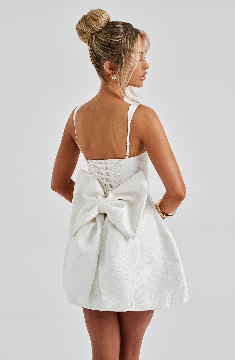 Rheaola Mini Dress in Ivory by Clandour, product photo 7