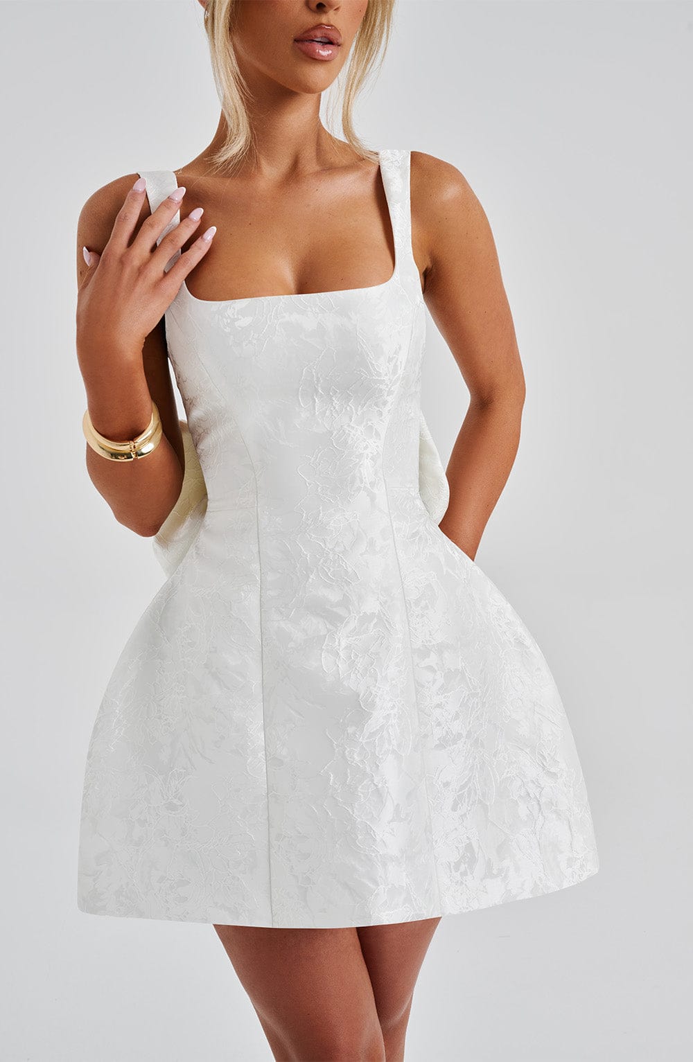 Rheaola Mini Dress in Ivory by Clandour, product photo 9